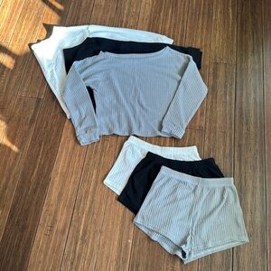 Set of 3 long sleeve shirt & shorts sets